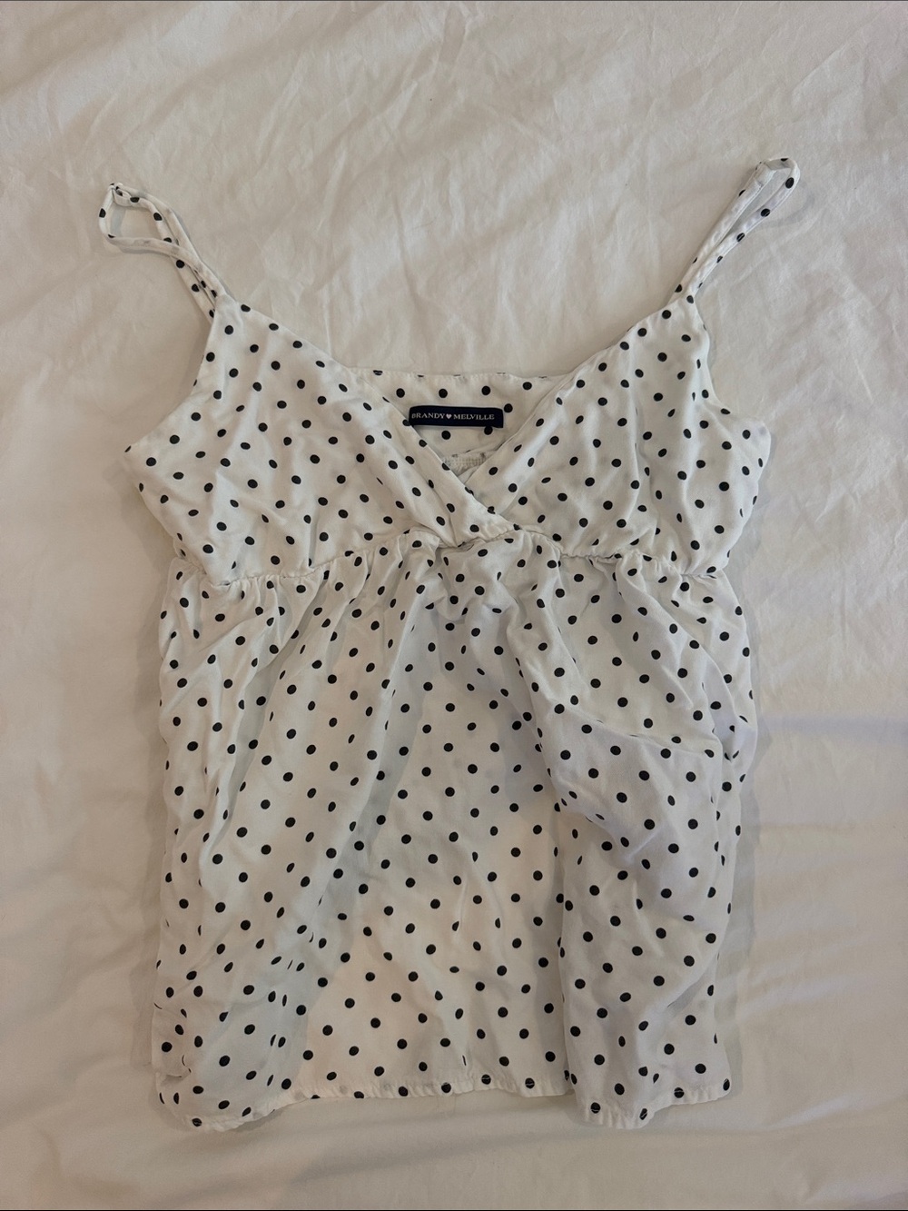 Brandy Melville White Cami Top with Black Polka Dots